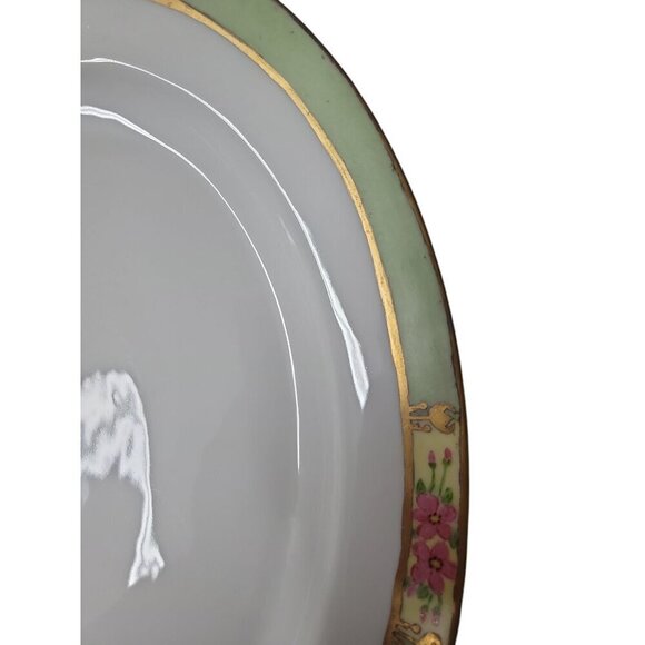ZS Co Bavaria Large Oval Platter Gold Trim Hand Painted Green Pink Yellow Floral - Picture 2 of 14